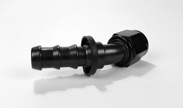 Squirrelly Performance Push-Lock Fitting | -8an | 30 Degree | Black