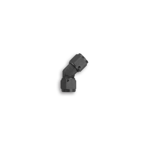 Squirrelly Performance Swivel Female-to-Female Coupler | -4an | 45 Degree | Black