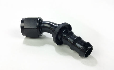 Squirrelly Performance Push-Lock Fitting | -8an | 45 Degree | Black