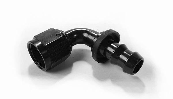 Squirrelly Performance Push-Lock Fitting | -4an | 90 Degree | Black